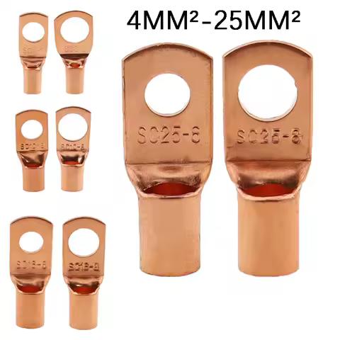 10/25/50/100pcs Copper Lug Ring Wire Connectors Bare Cable Electric Crimp Terminal SC6-6 SC6-8 SC10-