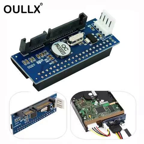 OULLX SATA IDE Adapter 40 Pin IDE to SATA Connector 3.5 HDD IDE/PATA Hard Disk Adapter Converter Wit