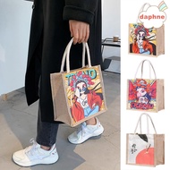 △✺♞DAPHNE Women Canvas Handbag Ethnic Style Shopping Bag Lunch Bags Peking Opera Printed Personality