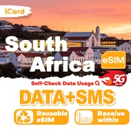 iCard eSIM-South Africa 3-30 Days Unlimited Data| Data+SMS eSIM| Daily Plan can top up reuse