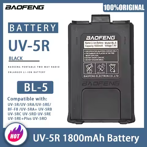 Original Baofeng Radio UV5R Battery 1800mAh Rechargable Battery For Walkie Talkie F8+ UV5R UV-5RA UV