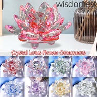 WISDOMEST Crystal Lotus Flower Figurine, Paperweight Table Ornaments Lotus Flower Decor Lotus Flower