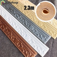 2.3M 3D Pattern Embossed Foam Baseboard Wall Sticker /  Self-adhesive skirting wall sticker  /Soft foam Floor Waist Line Skirting Board Wallpaper Stickers