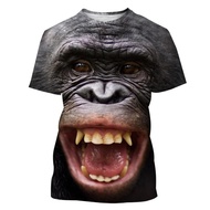 2024 Summer Fashion Casual Monkey T-shirt 3D Printing Fun Hip Hop T-shirt Animal Personality Hip Hop