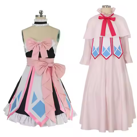 Anime Tail Mavis Vermilion Cosplay Costumes Women Pink Dresses Outfit Halloween Party Sets