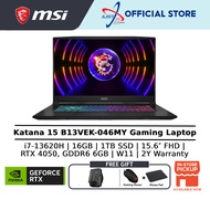 MSI Katana 15 B13VEK-046MY Gaming Laptop ( I7-13620H 16GD5 1TBSSD / RTX4050 6GD6 / 15.6" IPS FHD 144Hz / WIN11H )