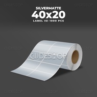Silver Matte Sticker Label 40x20mm 40x20 Barcode Sticker 40 x 20 mm 2 Line contents 1000 Pcs