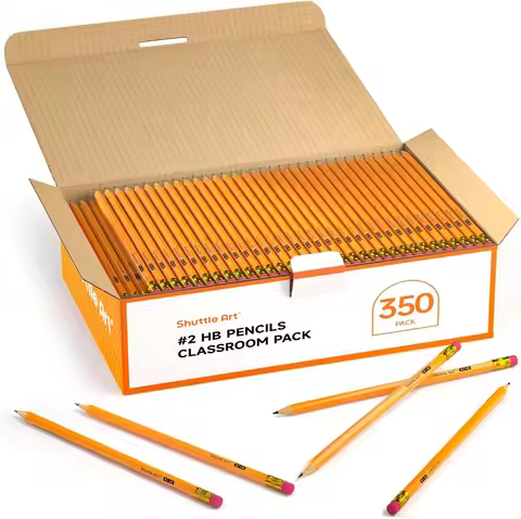350 Pack Sharpened Yellow HB Pencils with Erasers, Bulk Graphite Pencils for School, Writing, Drawin