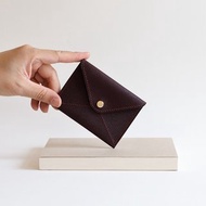 手工縫製暗酒紅老信封牛皮卡夾/零錢夾/名片夾