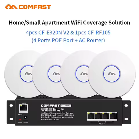 comfast Hotel Home Wifi Cover Seamless Wi fi Manage System 4pc 300Mbps Indoor Access Point AP + 1 RF