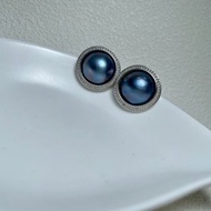 星空藍 馬貝珍珠 古典風格 純銀 耳飾
