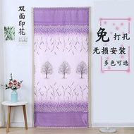 Door Curtain Fabric Velcro Non-Drilling Household Long Partition Curtain Bedroom Living Room Kitchen Bathroom Shading Curtain