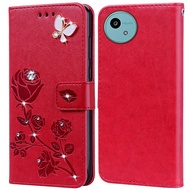 Diamond Embossing Print Rose Phone Case For Sharp Aquos Wish5 Wish 5 Book Leather Full Silicone Cove
