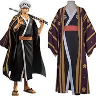 One Piece Trafalgar Law/Trafalgar D Water Law Cosplay Costume Kimono Robe Full Suit Outfits Hallowee