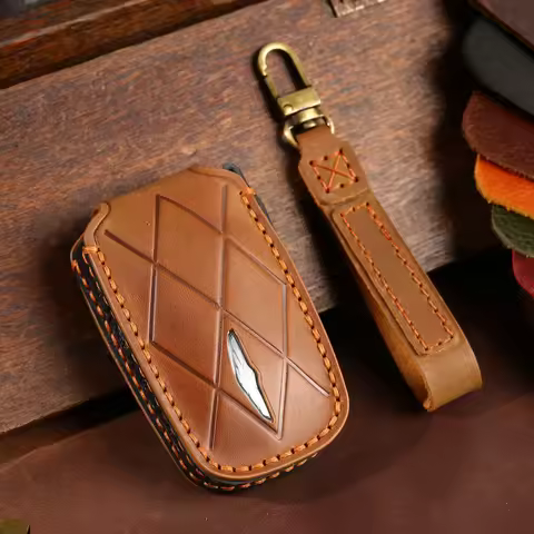 5 6 7 8 Bottons Leather Car Key Case Fob Cover for Hyundai Genesis G70 G80 G90 GV60 GV90 EQ900 2022 