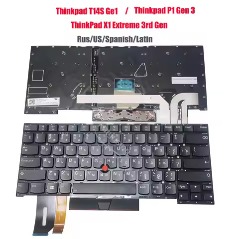Rus US Spanish Latin Keyboard for Lenovo ThinkPad T14S Gen 1, Thinkpad P1 Gen 3, Thinkpad X1 Extreme