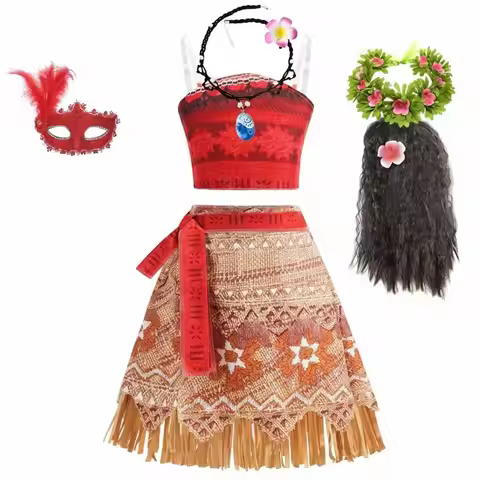 Girls Movie Moano Ocean Adventure Vestidos Halloween Cosplay Costume Role Play Dress Up Vaiana Princ