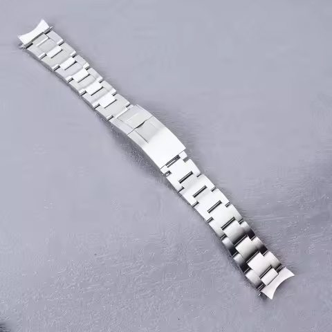 Rolamy 18mm Watch Band Strap Oyster Style 316L Stainless Steel Deployment Clasp Silver Bracelet For 