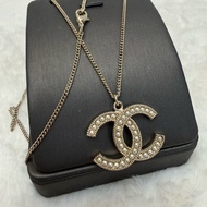 Chanel香奈兒 珍珠雙C金色頸鏈