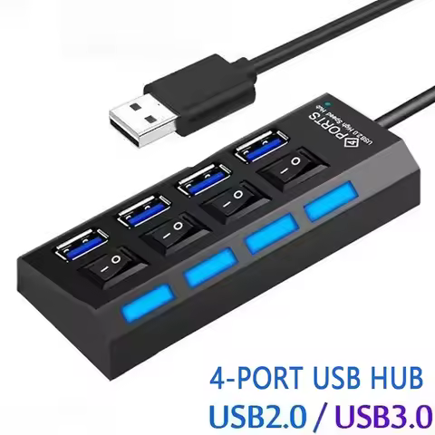 Switch Extension Hub 4 Ports USB2.0 Hub Computer USB Extension Hub One Drag Four USB 2.0 Splitter Fo