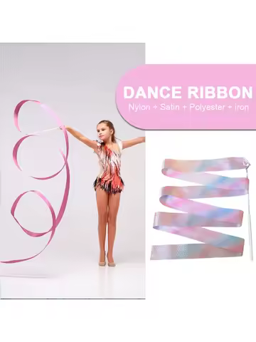 2/4M Colorful Gymnastic Ribbon Multifunction Rhythmic Gymnastics Ribbon Twirling Ribbon Streamer for