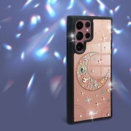 Samsung Galaxy S22全系列 軍規防摔鏡面水晶彩鑽手機殼-星月