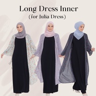 Hanna Mirae Inner Jubah Wanita Cotton Lycra Hitam Inner Labuh Selesa Lembut Sejuk Stretchable