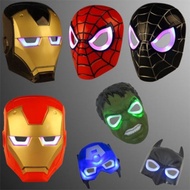 Led face mask superhero kids children mask batman spiderman iron man bubblebee glow led mask Halloween cosplay corporate