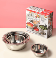 BỘ 05 TÔ INOX 304 CAO CẤP FULL HỘP BỘ 05 TÔ TRỘN CÓ VẠCH ĐO TIỆN LỢI