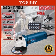 BOSCH Angle Grinder GWS060 670W 4" Electric Grinder Bosch Combo Mesin Grinder Grander Bosch Original Hand Grinder