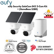 eufy Security SoloCam E42 2-Cam Kit (HomeBase 3 S380), 4K Security Camera Wireless Outdoor, Solar, c