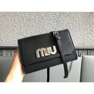 MIUMIU5BH077#原进口玛德拉斯山羊皮,, Chain and Cowhide Stitching Adjustable Detachable Long Shoulder Strap