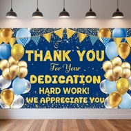 We Appreciate You Banner Party Backdrop Blue Gold Employee Thank You Banner Background Employee Appr