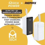 MTech Power Bank REMAX PowerBank Fast Charging 80000mAh Chinen Series 22.5W  PD+QC with LED Light RPP-291