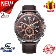 【G SHOCK】Men Watch Edifice EFR539 Chronograph Men Business Fashion Watch 100M Water Resistant Shockproof and Waterproof Full Auto-Calendar Stainless Steel Leather Band Men's Quartz Wrist Watches EFR-539L-5A