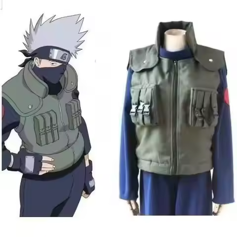 Kakashi Hatake Anime Cosplay Costume Set Halloween Outfit Including Vest, Top, and Pants Men's Ninja