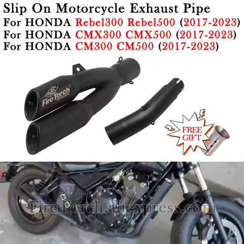 Slip On For HONDA Rebel 500 300 CM500 CM300 CMX500 CMX300 2017 - 2023 Motorcycle Exhaust Pipe 51MM M