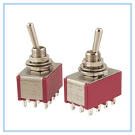 2 Pcs AC 250V 2A 120V 5A 12 Pin 4PDT ON/ON Toggle Switch