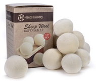 Wool Dryer Balls - Natural Fabric Softener, Reusable, Reduces Clothing Wrinkles and Saves Drying Tim