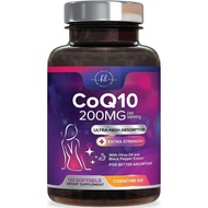 Coenzyme Q10 200mg per Serving Supplement - Ultra High Absorption, Antioxidant for Heart Health & En