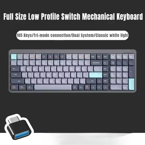 New YK105 Wireless Mechanical Keyboard 105 Keys 3-Mode 2.4G+BT5.1+Type-C Low Profile Keyboards Custo
