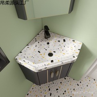 Combination Hanging Toilet Aluminum Wall Wash Small Apartment Triangle Washbasin Bathroom Cabinet Sp