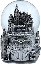London 3D Musical Snow Globe Romantic Gift Souvenir Decor for Home Office 5 1/2" (Silver)