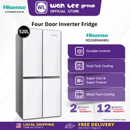 (FREE DELIVERY)Hisense 520L Deluxe 4 Glass Door Fridge Inverter RQ568N4AWU Refrigerator(White Glass) Wah Lee Store
