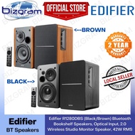 Edifier R1280DBS (Black/Brown) Bluetooth Bookshelf Speakers, Optical Input, 2.0 Wireless Studio Monitor Speaker, 42W RMS