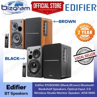 Edifier R1280DBS (Black/Brown) Bluetooth Bookshelf Speakers, Optical Input, 2.0 Wireless Studio Moni