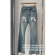 Three-Dimensional Bow Micro Flared Jeans (Large Elasticity)