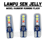 Iconblue88 2 pcs Jelly Turn Signal Lights Rainbow Model LED T10 4 Colors Running 8 RGB Dusk Turn Sig