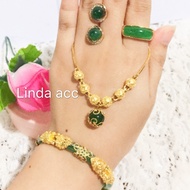Jade gem set gold plated bracelet ball necklace 8