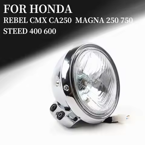 For HONDA Rebel CMX CA 250 CA250 Magna 250 750 Steed 400 600 Motorcycle Retro Chrome Round Headlight